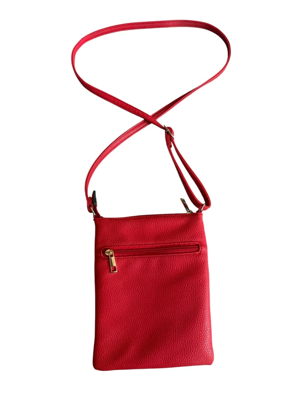 Red Crossbody Pebble Leather Travel Everyday Bag Stylish 9” x 7”